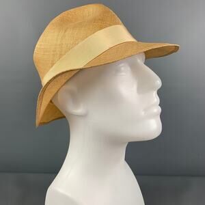 Vintage PAUL STUART Beige Straw Fedora Hat